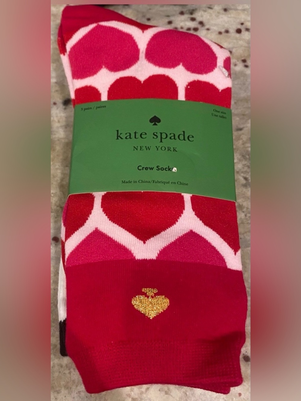 kate spade 3 pack Women's Patterned Crew Socks. NWT